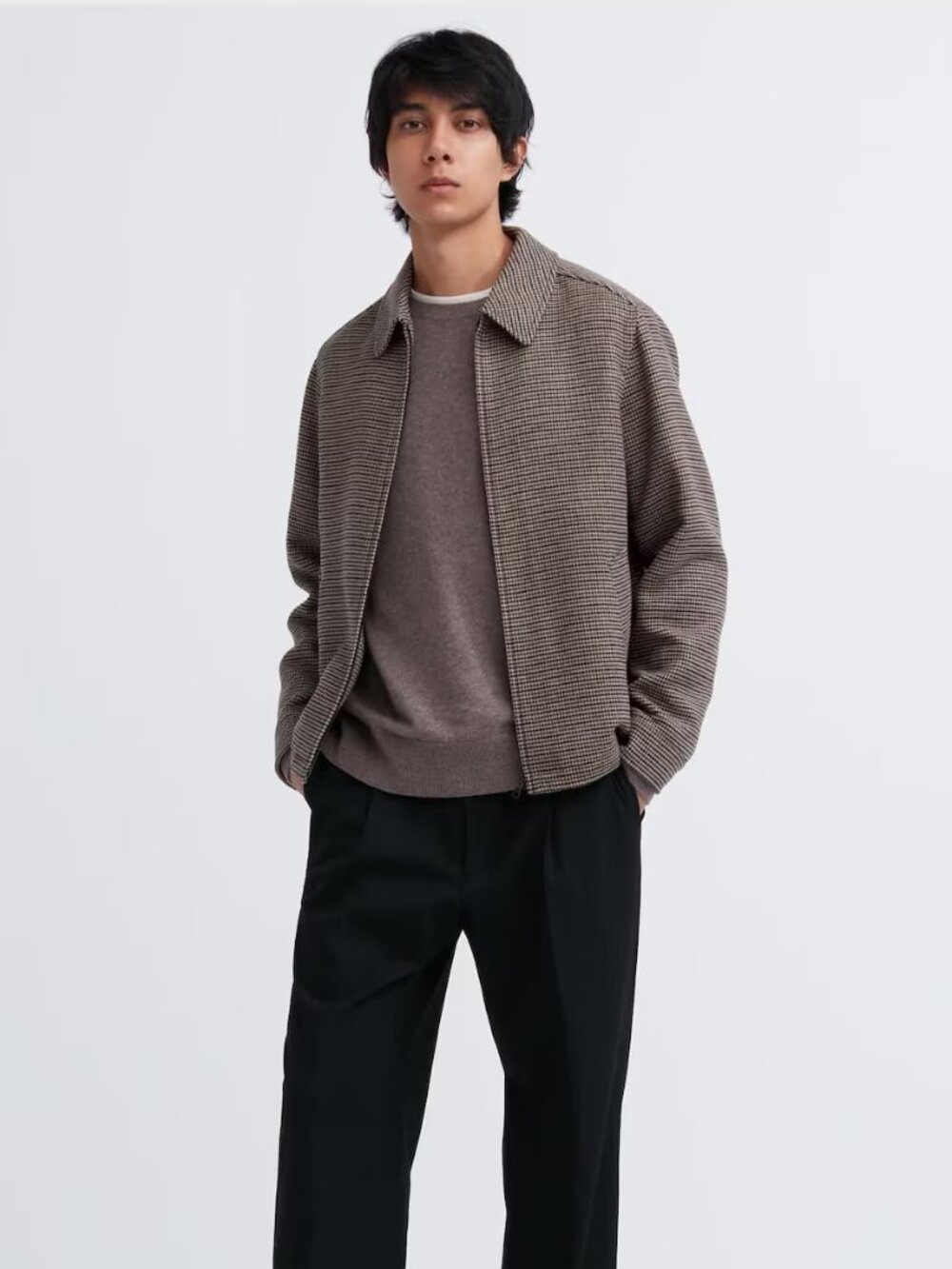 Uniqlo Single Collar Short Blouson (Houndstooth)